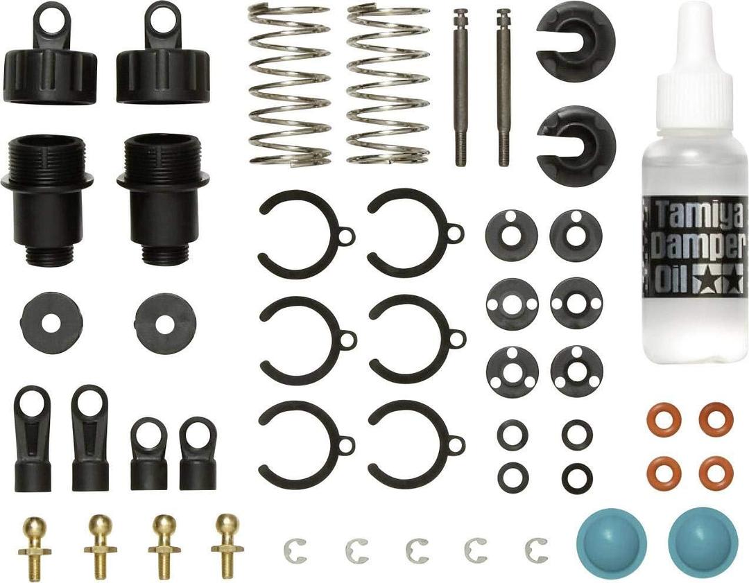 Tamiya 300050746 50746 1:10 Oil Pressure Shock Absorber Black with Springs Silver Pack of 2