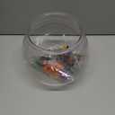 1 Gallon Round Plastic Fish Bowl Set, Crystal Clear Plastic Aquarium for Fish with 5 Decorative Plants and 8.8oz Colorful Stones, Small Fish Tank for Home Decoration
