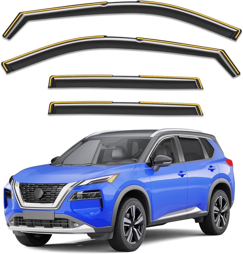 in-Channel Rain Guards Fit for Nissan Rogue 2021 2022 2023 2024 2025 Window Rain Guards Visors Vent Visors Window Deflector Vent Shades Car Accessories -4 pcs