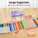 Sooez 6 Pack Pencil Box, Hard Pencil Boxes for School Supplies Bulk, Large Plastic Pencil Case with Lid, Clear Pencil Container, Stackable School Boxes Crayon Boxes Bulk for Kids