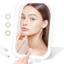 Travel Makeup Mirror, Portable Mirror with 3 Adjustable Light Settings, USB-Rechargeable Vanity Mirror with LightsGift for Women and Girls