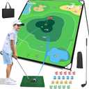 Liberry Golf Chipping Game with Large Chipping Mat, 2 Adjustable Clubs, 20 Sticky Balls, Outdoor Indoor Sports Training Toy Gift for Adults Kids, Family Yard Target Game