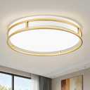 Modern Flush Mount Ceiling Light, White Gold Dimmable Ceiling Light Fixture, 16.5in