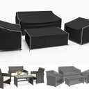 Gasadar Outdoor Furniture Cover Waterproof, 4 Piece Patio Furniture Covers for Patio Loveseat, Chair and Coffee Table, Heavy Duty 600D, Black