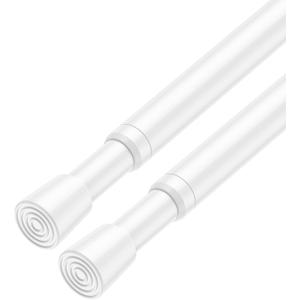 2Pack Tension Curtain Rod for Window 26 to 46 Inch Adjustable Spring Loaded Curtain Rods No Drilling Spring Tension Rods for Curtain Door Doorway Closet Kitchen Bathroom, White