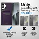 for Samsung Galaxy S24 Ultra Wallet Case with Kickstand Detachable Card Holder, for MagSafe Magnetic Wireless Charging, PU Leather Flip Credit Card Slots Slim Purse Cover Men Women, Purple