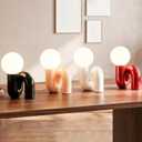 Skyblaze Modern Globe Glass Table Lamp, Decorative Art Decor Night Light, Cute Bedside Desk Lamp for Bedroom Living Room Office Pink Finish