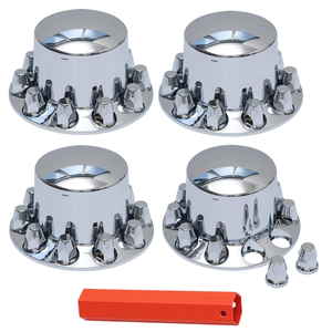 JESONN 4 PCS of Chrome Plated ABS Plastic Rear Axle Wheel Cover with 33mm Screw-on Lug Nut Covers for Semi Trucks (Standard)