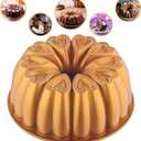 Heart Shape Aluminum Cake Pan, Titanium Coating, Non-Stick, 12 Cups, Heavy Duty, Gifts for Mom, Molded Cake Pan, 10 Inch Baking Mold, Cast Aluminum Fluted Tube Pan, Easy to Clean (Gold)