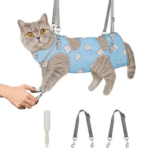 Supet Cat Grooming Hammock, Self-Adherent Cat Nail Clipper Hammock, Anti-Escape Wrap for Cutting Nails, Calm Down for Medicine, Teeth Brushing, Ear Cleaning, S
