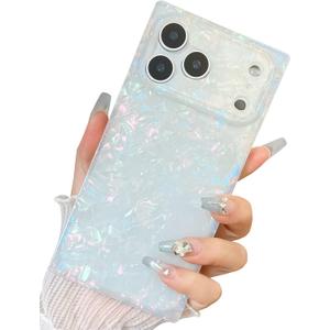 Elegent Pearl Pattern Compatible with iPhone Rectangle Edge Case, Slim Soft TPU Silicone Protective Bumper Cases Cover(Colorful Pearl,17)