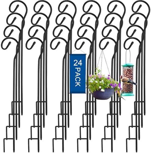 Hicarer 18 Pcs Shepherd Hooks 32 Inch Metal Rust Resistant Steel for Garden Outdoor Hanging Plant Basket Solar Light Lantern Bird Feeder Christmas Halloween Wedding Decor(Black)