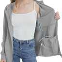 Post Mastectomy Shirts Hoddies with Drain Pockets, Breast Surgery Recovery Long Sleeve Mid Weight Zip Jacket For Women (Gray, S)