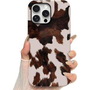 Skyseaco for iPhone 14 Pro Max Case, Treny Cow Print Phone Case Hybrid 2-Layer Hard Shell,Shockproof Soft for Girl Women Boy Men