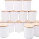 SHOWIN 10 OZ Thick Candle Jars for Making Candles 15 Pcs, Empty Jars with Wood Lids for Candle Making, Sample Container, Matte White