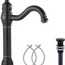 360 Swivel Single Handle One Hole Bathroom Vessel Sink Faucet Matching Pop Up Drain Without Overflow Oil Rubbed Bronze