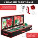 HOLDN STORAGE Premium Wrapping Paper Storage Container - Durable 600D Tear-Proof, Fits 27 Rolls Gift Wrap, Extra Pockets for Ribbons & Bows, Underbed Storage - Ideal for Holiday Christmas, Black (Black/Red Trim)