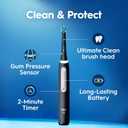 Oral-B Rechargeable Electric Toothbrush, iO3 Limited Deep Clean, 3 Cleaning Modes, Visual Pressure Sensor to Protect Gums, 2 Brush Heads, Travel Case, Black