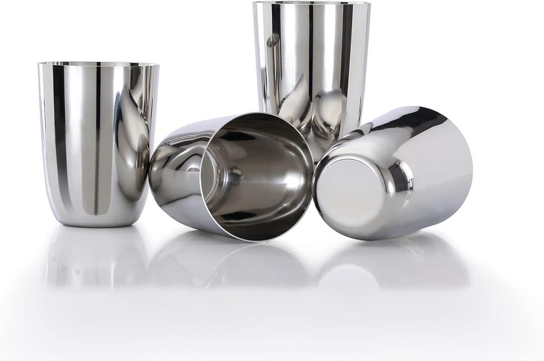 Vinod Stainless Steel Glass Set of 4 - Premium Metal Cups | Beer Glasses | Juice Glass (10 OZ)