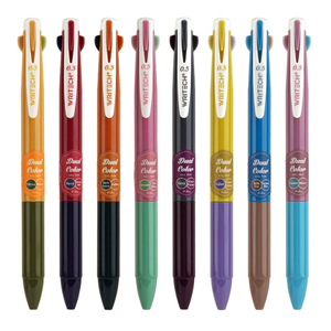 WRITECH Retractable Gel Ink Pens: Multi Colored 2 in 1 Colorful Click Pen Assorted Color 8ct Extra Fine Point Tip 0.5mm Journaling Smooth Writing Note Taking Coloring No Bleed & Smear Smudge