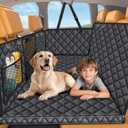 URPOWER Backseat Extender for Dogs - Hard Bottom Dog Car Seat Cover for Back Seat, Dog Hammock for Car and SUV, Pet Rear Seat Protector Dogs Travel Bed with Mesh Window & Side Flaps (All Black)