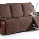KinCam Waterproof Recliner Sofa Cover, Non-Slip Reclining Couch Covers for 3 Seat, Recliner Couch Cover Furniture Protector with Elastic Straps for Pets, Kids, Deep Brown