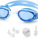 WAVE Nearsighted Swim Goggles, Shortsighted Swimming Goggles for Adults Youth, Anti Fog UV Protection Comfort Silicone Frame (-1.5, Aqua Blue)