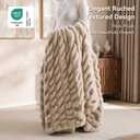 Smoofy Linen Throw Blanket for Couch Luxury Faux Rabbit Fur Blanket, Ultra Soft Fluffy Plush Fuzzy, Lightweight Warm Cozy Blanket for Bed Sofa, Aesthetic Room Decor Gift for Women 50"x60"