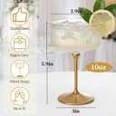 36PCS Plastic Ribbed Martini Glasses, 10oz Disposable Champagne Coupe Glasses with Golden Rim and Stem, Detachable Creative Transparent Striped Vintage Cups Reusable for Wedding Party Supplies