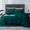 SLEEP-NEST All Season Hotel Luxury Queen Duvet Cover 90x90 Inches 3-Piece Bedding Set, 100% Egyptian Cotton with Zipper Closure & Corner Ties, Breathable Cover, Easy Care - Teal Green