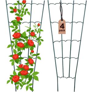 HiGift 4 Pack 24'' Plant Trellis for Climbing Plants Indoor, Outdoor Metal Garden Trellis for Climbing Plants, Metal Plant Stakes Plant Trellis for Houseplant Vine Ivy Flowers