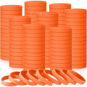 Liliful 100 Pcs Silicone Rubber Wristbands Rubber Wristband Bracelet Bands for Silicone Wristbands for Women Men(Orange)