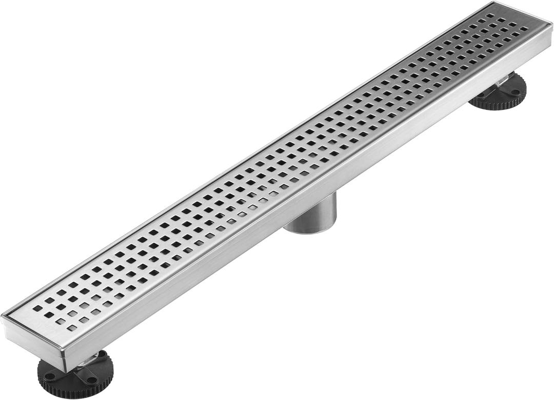 Linear Shower Floor Drain, Brushed Nickel 24 Inch Bathroom Drains