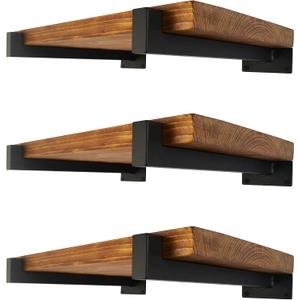 EZYDECOR Shelf Bracket 10 Inch Black Shelf Brackets Wall Mounted Industrial Shelving Brackets Metal Shelf Support with Lip (6 Pack)