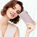 Tipmile Slim Wallet for Women, RFID Blocking Credit Card Holder, Ladies Bifold Wallet with Zipper, Dusty Pink