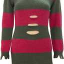 Men's Freddy Sweater Halloween Knit Striped Pullover Cosplay Costume (Small, Female)