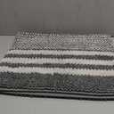 Starryle Bathroom Rugs , Extra Soft and Absorbent Fluffy Striped Chenille Bath Mat Rug Set, Non Slip Bathroom Floor Mat, Machine Washable (21" x 47" Dark Gray)