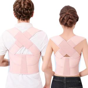 Posture Corrector for Women and Men Plus Size Full Back Support Brace Straightener Scoliosis Spine Upper Back Pain Relief Adjustable Shoulder Instant Posture Corrector with Hunchback (Pink, XXX-Large) (Pink)