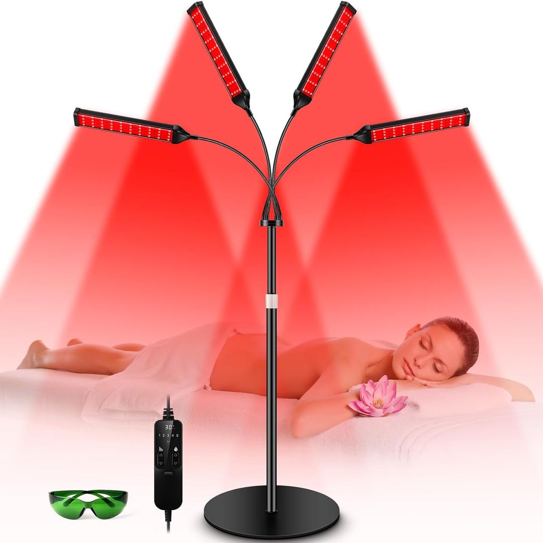 Viconor Red Light Therapy Lamp, 4 Head Infrared Light Therapy for Body Device with Adjustable Stand-660nm Red Light＆850nm Near Infrared Light Therapy Device for Face, Body, Pain, Skin at Home