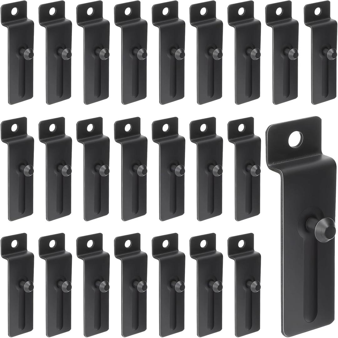 JaGely 30 Pcs Metal Slatwall Hooks 3 Inch Commercial Slatwall Utility Notch Hooks Picture Hanger for Pegboard Photo Frame Display Painting Art Accessories (Black)