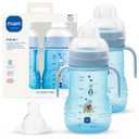 MAM 8 oz Trainer + Sippy Cup 2-Pack, 4+ Months 2-in-1 Baby Training Cup with Nipple & Silicone Spout, Spill Proof, BPA Free, Dishwasher Safe, Made In Europe
