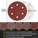 50pcs 9 inch 6 Hole Sanding Discs Set -10 Each of 60 80 120 150 240 Grits, 9" Hook and Loop Adhesive Sandpaper for Drywall Sander