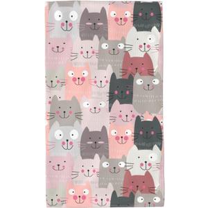 Pink Cats Hand Towels Set of 2 Cute Cats Soft Towel Face Towel Bathroom Kitchen Tea Dish Towels 27.5x16in