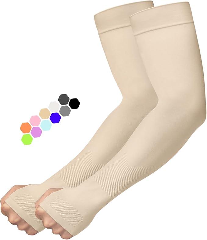 4 PCs Outivity Arm Sleeves for Men Women Upf 50 Compression Arm Sleeve for UV Blocking Protection Assorted