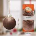 4 x Christmas Tree Ornaments 16 Pcs Velvet Christmas Balls Bulk Flocked Christmas Tree Ball Ornaments for Holiday Wedding Party Christmas Tree Hangings (Brown & Green, 3.15Inch)