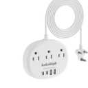 India to US Plug Adapter, India Plug Adapter with 3 American Outlets 4 USB Ports (2 USB-C) Total 24W, Type D Travel Adapter for USA to India Bangladesh Maldives Nepal Pakistan