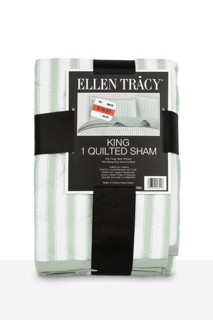 Ellen Tracy Quilt King Sham-Green 20x26inch
