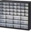 Akro-Mils 44-Drawer Plastic Drawer Storage Cabinet for Garage Organization, Bead Organizer, Building Bricks Storage, Teacher Toolbox, Makeup Organizer, 20" W x 6" D x 16" H, 10144 Black