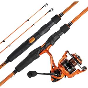 KastKing Lethal Blaze Twin-tip Fishing Rod and Reel Combo, Spinning & Baitcaster Combo, Flame Pattern Design, IM6 Graphite 2Pc Rod with Backup Tip Section, Stainless-Steel Guides, EVA Handle, 6'8" M- 2000 Reel (2pcs+ Extra Tip), Spinning