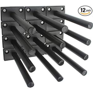 12 Pcs 5" Black Solid Steel Floating Shelf Bracket Blind Shelf Supports - Hidden Brackets for Floating Wood Shelves - Concealed Blind Shelf Support – Screws and Wall Plugs Included